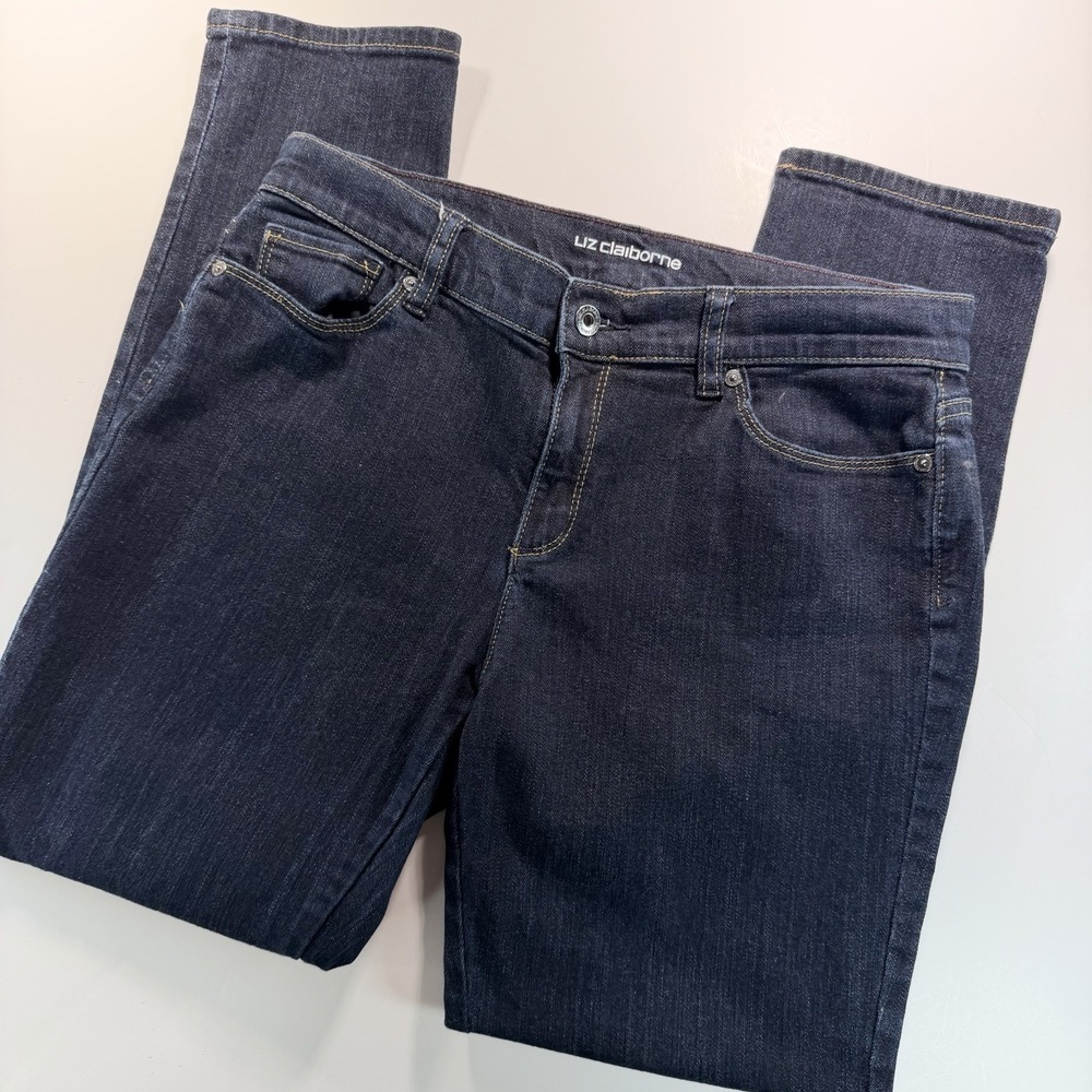 Liz Claiborne Jeans Dark Wash Boyfriend Skinny 8 Classic Old‎ Money
